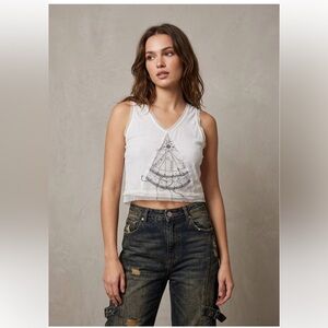 VTG Marithe Francois Girbaud "Rocking the Fly" Swarovski Mesh Top Size M